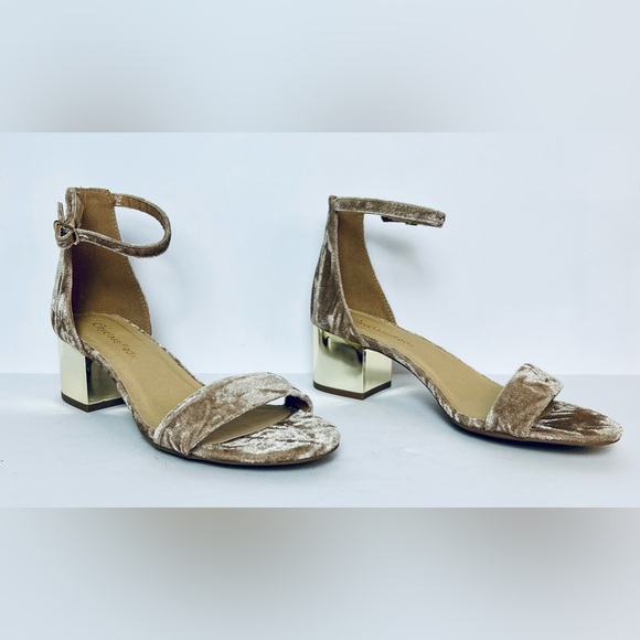 Sz 8.5 Crushed Velvet sandals w/Mirrored Gold Heels by CityClassified - Picture 2 of 7